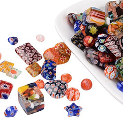 Nbeads Mixed Shape Handmade Millefiori Lampwork Glass Beads,Glass Pendants, Mixed Color,