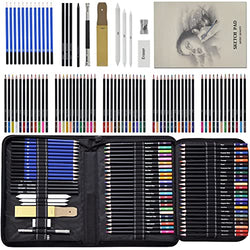 96 Pack Drawing Pencils Set with Sketchbook, Charcoal, Graphite, Colored, Sketch Pencils for Drawing, Coloring, and Sketching - Ideal Art Supplies for Kids, Artists, Beginner