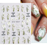 5D Flower Nail Art Stickers, Daisy/Tulip/Camellia Embossed Nail Decals Nail Art Design for Women (5D-001)