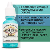 Jacquard Metallic Paint - Lumiere Exciter Pack - 9 Metallic and Pearlescent Colors - Bundled with Moshify Brush Set