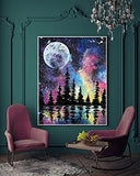 5D DIY Diamond Painting Kits for Adults, Diamond Dots Moon Tree Lake Pictures for Beginners Art Full Drill Crystal Embroidery Canvas Paintings Craft for Home Wall Decor for Living Room 12x16inch