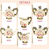 fanquare 15 Pieces British Porcelain Tea Sets,Flower Vintage China Coffee Set,Wedding Tea Service for Adult