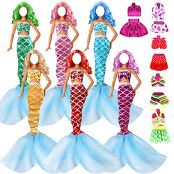 11 Sets Mermaid Doll Clothes Swimsuits with Rainbow Mermaid Tails Dresses Doll Bikini Clothes Summer Beach Swimwear Costume for 11.5 Inches Girl Dolls Gifts