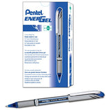 Pentel EnerGel NV Liquid Gel Pen, 0.7mm, Medium Line Capped, Metal Tip, Blue Ink, Box of 12