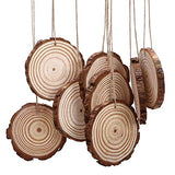 Natural Wood Slices with Holes Craft Wood 25pcs 3.1"-3.5" Craft Wood kit Unfinished Predrilled with Hole Wooden Circles for Arts and Crafts Christmas Ornaments DIY Crafts and Jute Twine