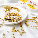 2100 PCS Beads for Jewelry Making, Gold Spacer Beads, Letter Beads, Star Beads&Round Ball Beads, White Pearls Beads, Butterfly Beads, Flower Beads Kit Supplies for DIY Bracelets Making Crafts