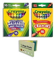 Crayola Large Washable Crayons 16 Pack | Crayola Classic Color Crayons 16 Pack | Includes 5 Color