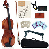 Crafteem 1/2 Student Standard Solid Wood Violin Outfit for Beginner Kids & Adults and W/Case, Bow, Extra Strings, Shoulder Rest, Tuner, Owner's Manual - Stringed Musical Instruments
