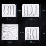 4 Pieces Keychain Resin Molds Set Knife Shape Silicone Mold Anti-Wolf Epoxy Casting Mold Handmade Keychain Mold Silicone Epoxy Casting Mold for Non-Contact Door Opener DIY Craft