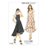 Vogue Patterns Misses' Princess Seam High-Low Dresses with Pockets, 6-8-10-12-14, Red