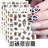 JMEOWIO 12 Sheets Leopard Print Butterfly Nail Art Stickers Decals Self-Adhesive Pegatinas Uñas Spring Summer Nail Supplies Nail Art Design Decoration Accessories