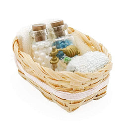 Odoria 1:12 Miniature Makeup Perfume Bottle Mini Towel Make up Basket Dollhouse Bathroom Accessories