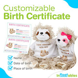 InFLOATables Stuffed Sloth Set of 2 - Adopt A Sloth Plush with Removable 'I Love Hanging with You' T-Shirt & Birth Certificate - Cute Stuffed Animal Sloth Gifts for Girls & Boys