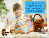 Talking Interactive Plush Jungle Animals Toy Set with Jungle House Carrier for Kids- 5pc- Stuffed Monkey, Lion, Tiger & Elephant- Great for Boys & Girls, Learning Baby toys by Etna