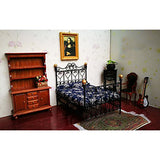 Dovewill 1:12 Scale Black Metal Double Bed Dollhouse Miniature Furniture Bedroom Accessory