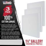 U.S. Art Supply 24 x 24 inch Gallery Depth 1-1/2" Profile Stretched Canvas, 3-Pack - 12-Ounce Acrylic Gesso Triple Primed, - Professional Artist Quality, 100% Cotton - Acrylic Pouring, Oil Painting