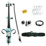 Aliyes 4/4 Full Size Solid Wood Electric Cello Violoncello Maple Wood body Ebony Fittings with Bag, Bow, Rosin, Aux Cable, Earphone, Extra set of strings(White&Blue Flowers)(ALDSDT-1201)