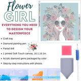 Dotologie 5D Flower Girl Diamond Painting Kit for Adults & Kids, 16" x 16"