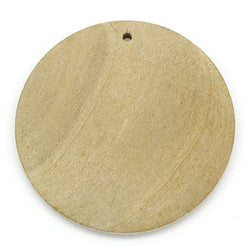 Housweety 50pcs Wood Charm Pendants Round Natural 3cm Dia.(1 1/8")