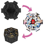 Explosion Gift Box DIY Photo Album Scrapbook for Birthday Anniversary Wedding Proposal,Hexagon Black (Hexagonal Box& Fun Cards &DIY kit)
