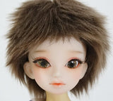 6-7 "16cm 7-8" (18-19CM) BJD Doll Fur and Feather Short Brown Hair Wig For 1/6 1/4 YOSD LUTS-KID MSD DOC LATI-BLUE