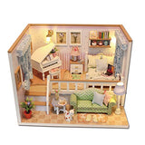 WYD Creative Birthday Toy Gift Art Wooden Doll House Mini House with Furniture Kit Gift for Child Lover Parents (Flower Story)