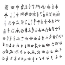 HYBEADS Silver Pewter Charms Pendants Mega Mix DIY for Jewelry Making and Crafting 100-Piece