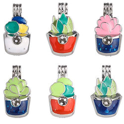 12pcs Mixed New Enamel Process Potted Style Pearl Bead Cage Pendant Essential Oil Scent Diffuser