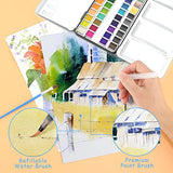PINJAT Watercolor Paint Set, 48 Colors Watercolor Paints with Metallic Colors,Water Brushes,Hook Line Pens and Water Color Papers for Artists, Amateur Hobbyists , Painting Lovers.