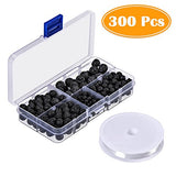 300pcs Black Lava Stone Round Loose Beads with Free Crystal String for Jewelry Making by Paxcoo