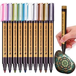 Metallic Markers Pen for Rock Painting - Medium Point, Permanent Glitter Paint Marker for