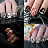 14 Sheets Halloween Nail Wraps Full Stickers Gothic Nail Polish Strips DIY Self-Adhesive Nail Art Decals Ghost Skull Demon Pattern with 2 Piece Nail Files for Party Decor (196 Pieces)