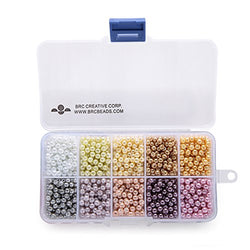 BRCbeads 4mm 1000pcs PASSION COLOR Tiny Satin Luster Glass Pearls Round Loose Beads + FREE