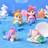 Miniature Mermaid Figurines, 4 Pcs Mermaid Doll Cake Toppers, Mermaid Figure Collection Playset, Fairy Garden Miniature Moss Landscape DIY Terrarium Crafts Ornament, Birthday Cake Decoration