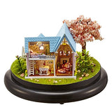 Flever Dollhouse Miniature DIY House Kit Creative Room with Furniture and Glass Cover for Romantic Artwork Gift(Promise of Cherry Blossom)