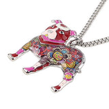 BONSNY Love Heart Enamel Zinc Alloy Metal Pit Bull Buster Dog Necklace Dog Animal Jewelry pendant