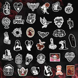 100pcs Cool Gothic Stickers for Adults, Boys, Anime Goth Stickers Vinyl Punk Skull Stickers for Water Bottles, Black White Stickers Horror Decals for Laptop, Halloween Stickers Decor