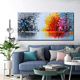 Hand Painted Textured Tree Oil Painting on Canvas Abstract Landsape Wall Art for Decor