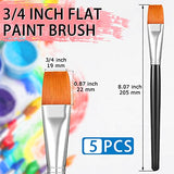 Flat Paint Brushes, UOROMI Watercolor Acrylic Paint Brush Synthetic Nylon Hair Paintbrush 3/4 Inch Artist Painting Brush for Professionals and Artists (5Pcs)