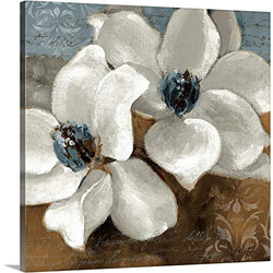 White Magnolias II Canvas Wall Art Print, 16"x16"x1.25"