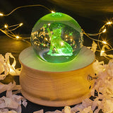 DCOVOR Crystal Ball Music Box, 3D Rotating Crystal Globe with RGB Projection LED Light, Wood Base Luminous USB Charging Musical Box, Best Gift for Birthday Christmas Thanksgiving Mothers Day (CAT)