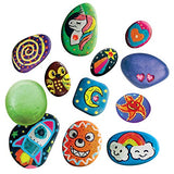 12 Rock Painting Creativity Arts Crafts DIY Supplies Kit with 18 Paints (Glow in The Dark & Metallic & Standard Paints) Decorate Your Own for Kids Painting Gifts Family Activity Birthday Present