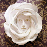 LIUSHI Beautiful Girl Face Wall Decor,Beauty Art Sculpture for Home Or Office,Women's Face Wall Hanging,Whimsical Flower Face Statue Indoor White 35x15x15cm(14x6x6inch)