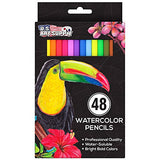 U.S. Art Supply 48 Piece Watercolor Artist Grade Water Soluble Colored Pencil Set, Full Sized 7