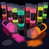 ARTEZA Fine Glitter, Set of 54 Colors, Shaker Jars (0.34oz/9.6 g) Glow Under UV Black Light, Extra Fine, All Purpose for Body, Face, Slime, Crafts
