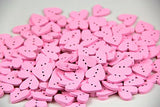 One Pack of 40pcs Pink 20mm Heart Shaped Painted 2 Hole Wooden Buttons package for Sewing