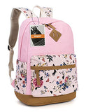 Leaper Floral School Backpack College Bookbag Shoulder Bag Satchel Daypack Pink