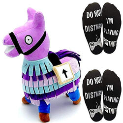 ALLYK Pack: Llama Plush Stuffed Toy 7.9inch in Height +2 Pairs Funny 100% Cotton Socks Great Gift for Gamers Lovers