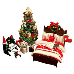 WYD 3D Christmas Dollhouse, with LED, Dust Cover, English Manual, Christmas Furniture Set, Wooden Handicrafts, Romantic Creative Gifts