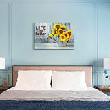 Family Wall Decor for Bedroom Canvas Wall Art Painting for Kitchen Modern Bathroom Wall Decorations Yellow Sunflower Pictures Artwork Office Inspirational Canvas Art Prints Dining Room Home Decor